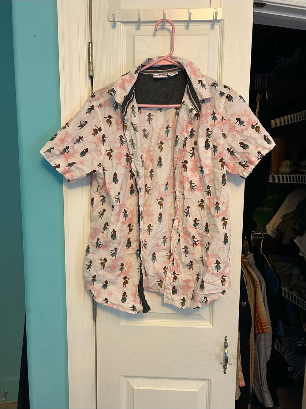 Ron Jon Pink Printed Short-Sleeve Button-Down Shirt
